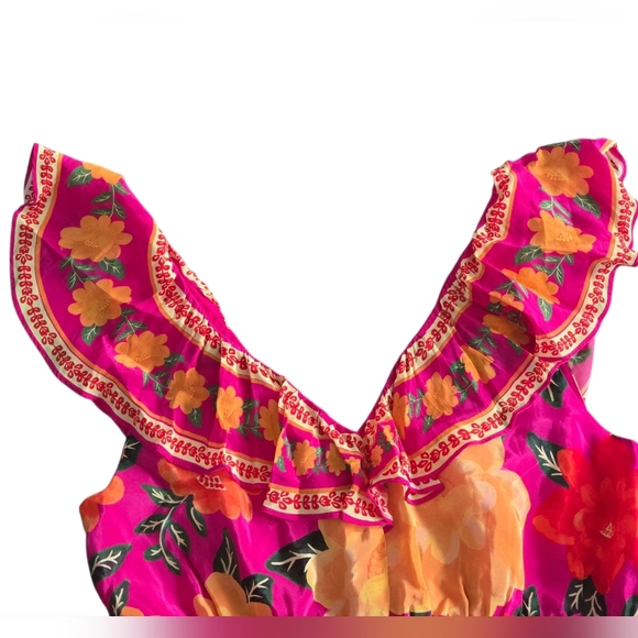 FARM Rio Pink and Orange Floral Mini Dress Size L Flowy - Picture 2 of 10